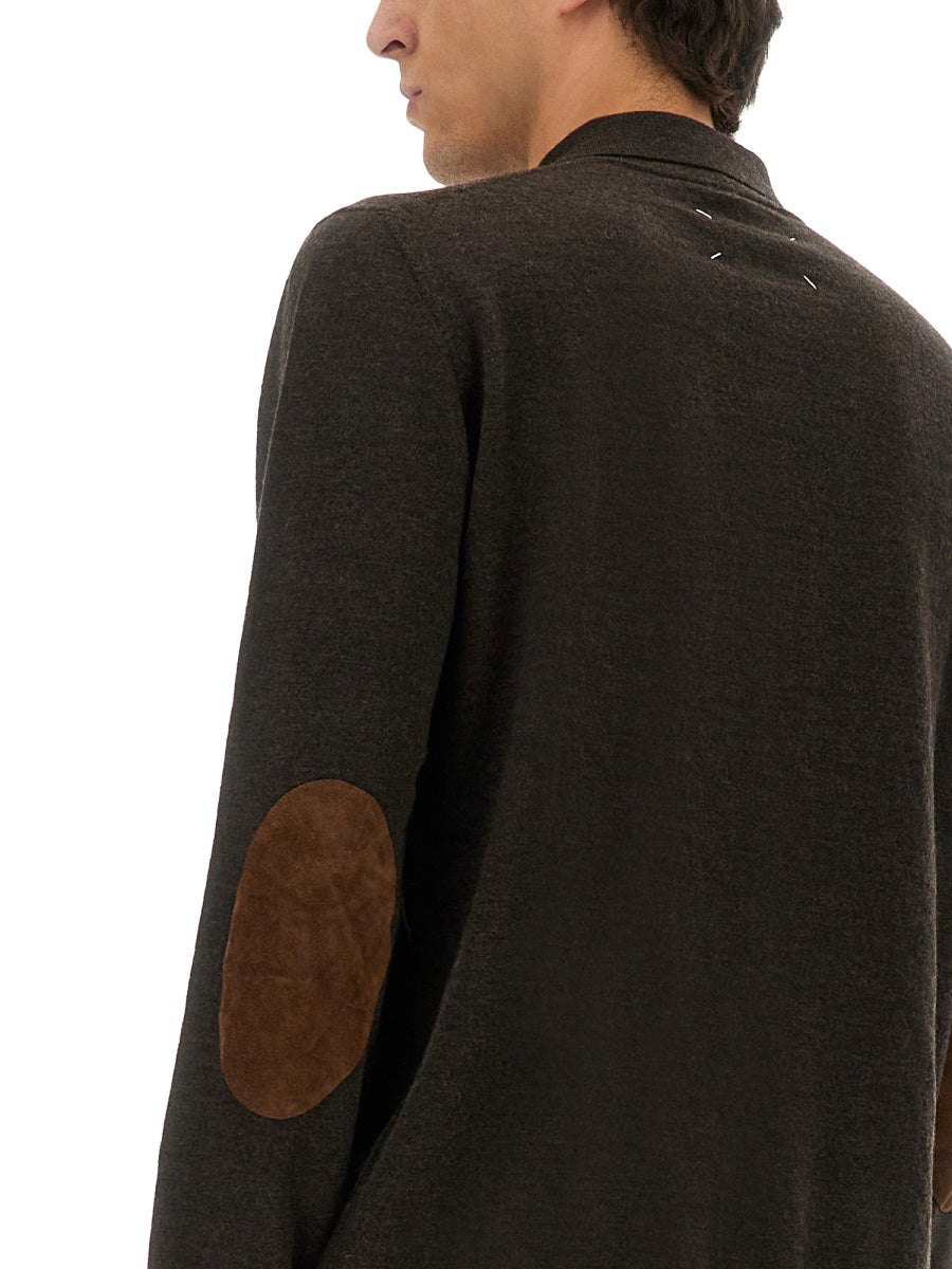 MAISON MARGIELA Knit Polo Shirt with Elbow Patches - FW25