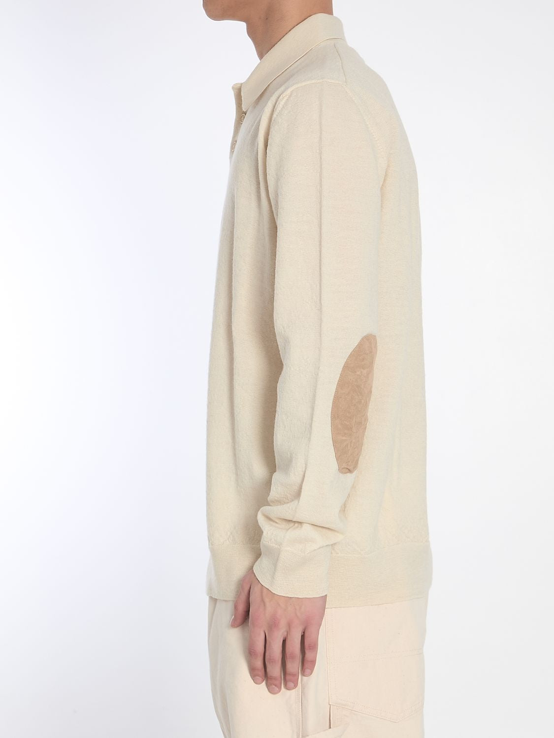 MAISON MARGIELA Classic Long-Sleeve Polo Shirt with Elbow Patches - Size L