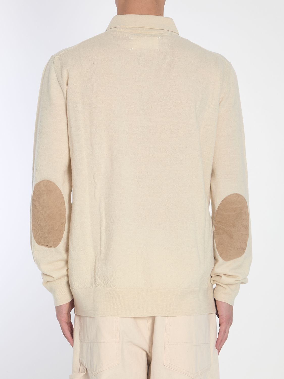 MAISON MARGIELA Classic Long-Sleeve Polo Shirt with Elbow Patches - Size L