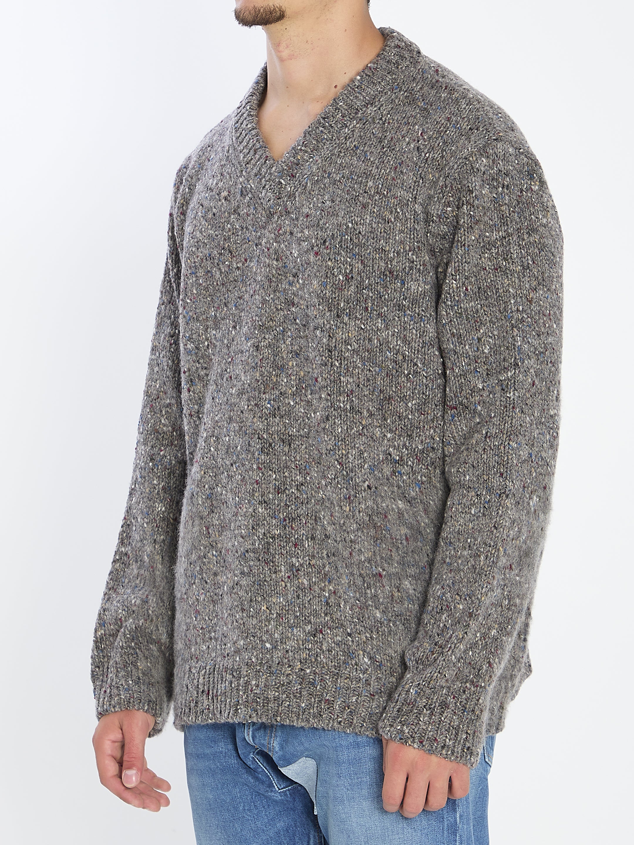 MAISON MARGIELA V-Neck Sweater Size M with Unique Knit Design