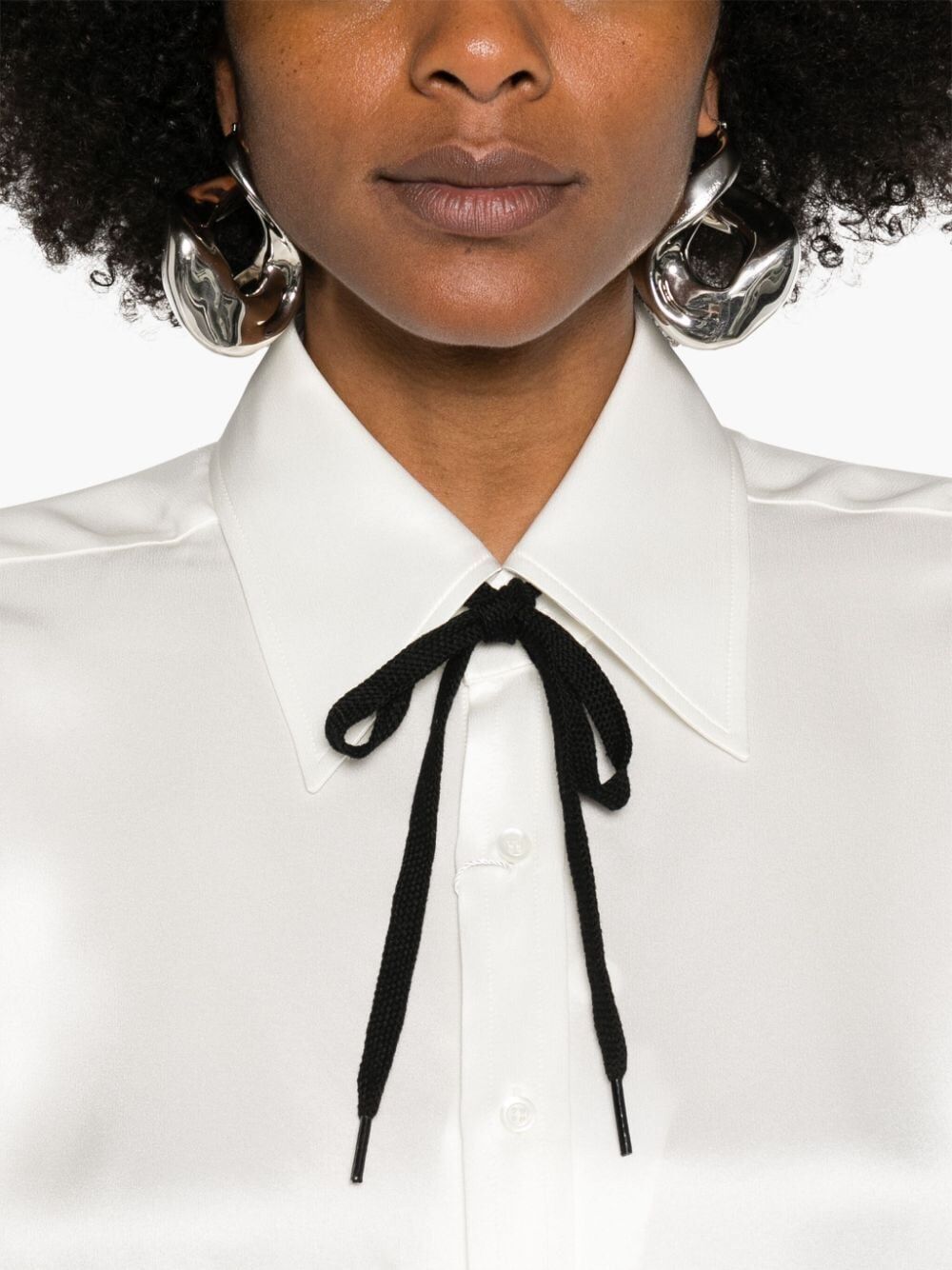 MAISON MARGIELA Elegantly Crafted Long Sleeves Silk Shirt for Women