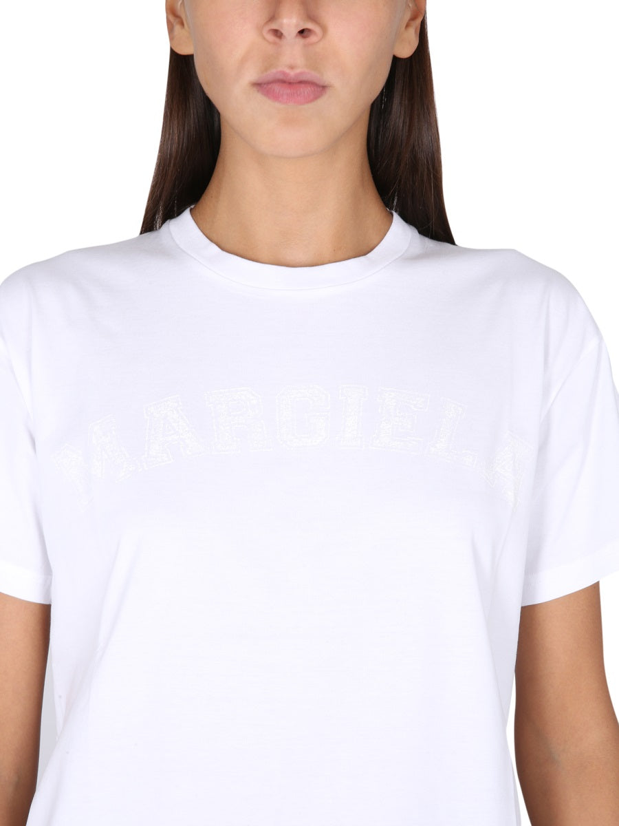 MAISON MARGIELA Crawling Logo Print Crewneck T-Shirt - Size 10