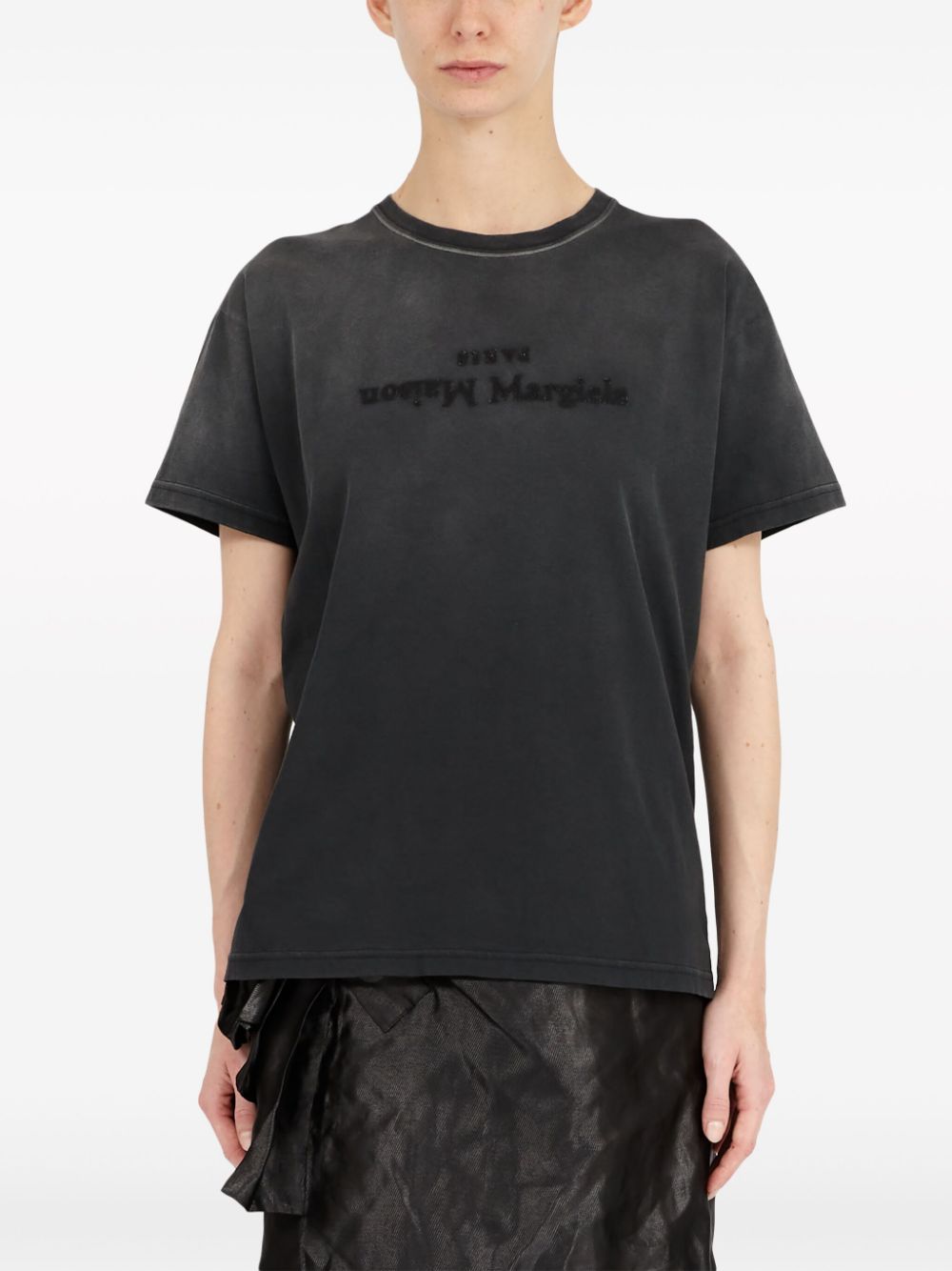 MAISON MARGIELA Washed-Out Cotton Crew-Neck T-Shirt with Reverse Logo