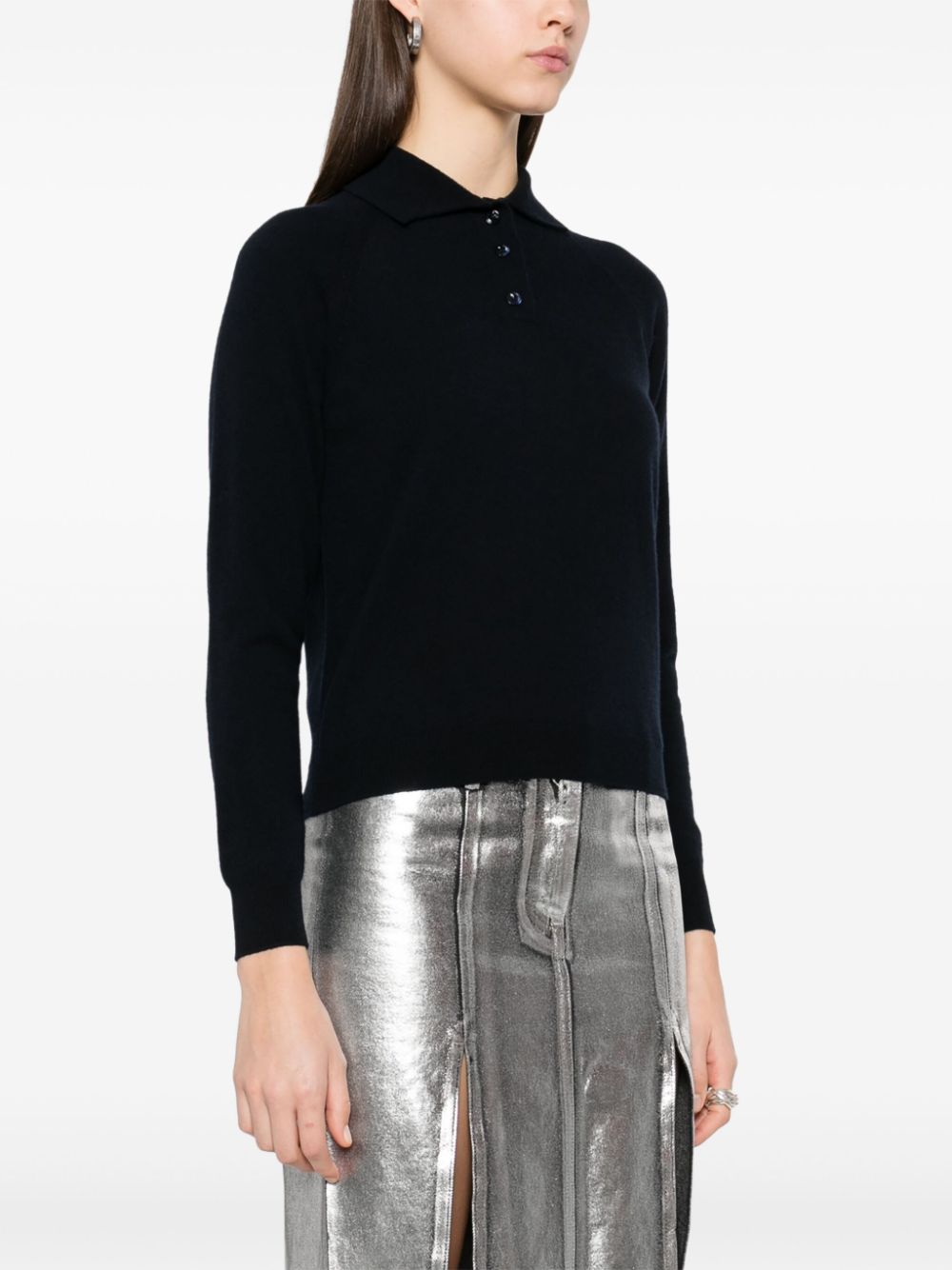 MAISON MARGIELA Women's Wool Polo Shirt with Short Front Button Fastening