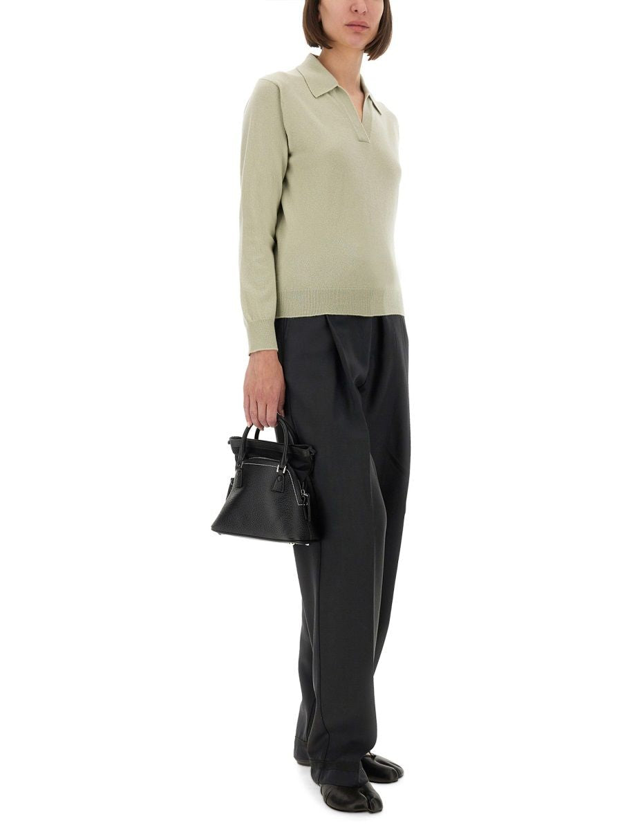 MAISON MARGIELA Virgin Wool Polo Shirt for Women - FW25 Collection