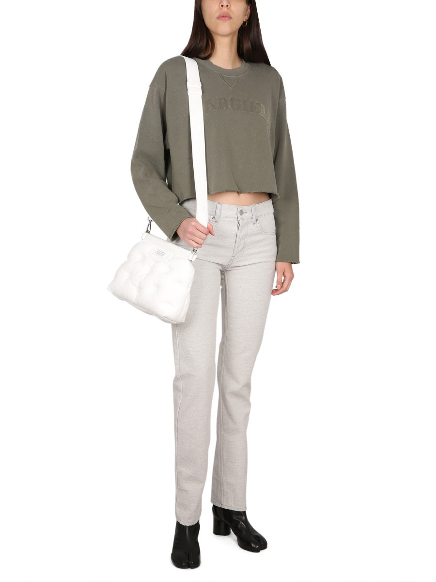 MAISON MARGIELA Vintage Women's Sweatshirt with Front Logo and Raw Cut Hem