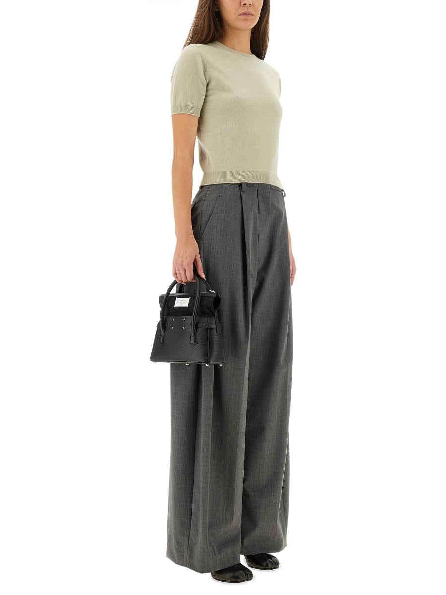 MAISON MARGIELA Cropped Virgin Wool Crew Neck T-Shirt