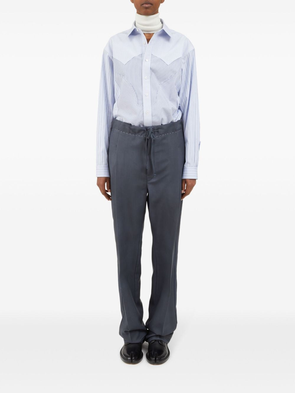 MAISON MARGIELA Drawstring Pants in Mohair Wool with Bold Patina