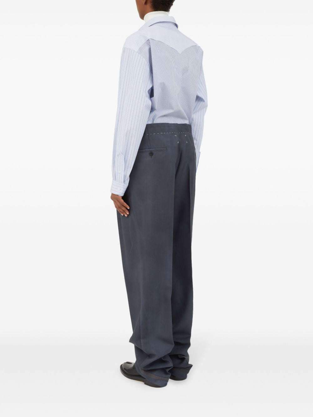 MAISON MARGIELA Drawstring Pants in Mohair Wool with Bold Patina