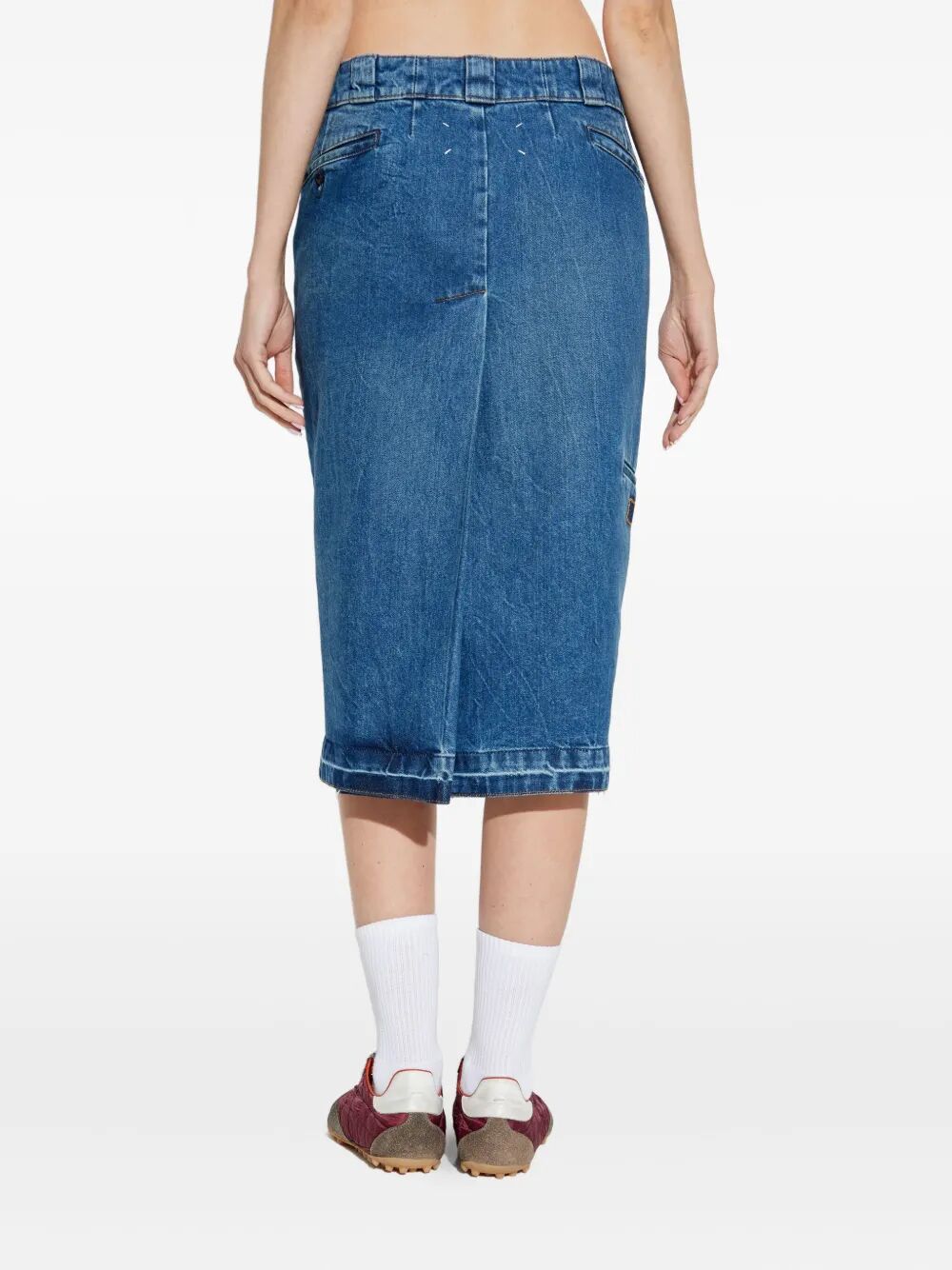 MAISON MARGIELA Denim Pencil Skirt with Slits - Midi Length
