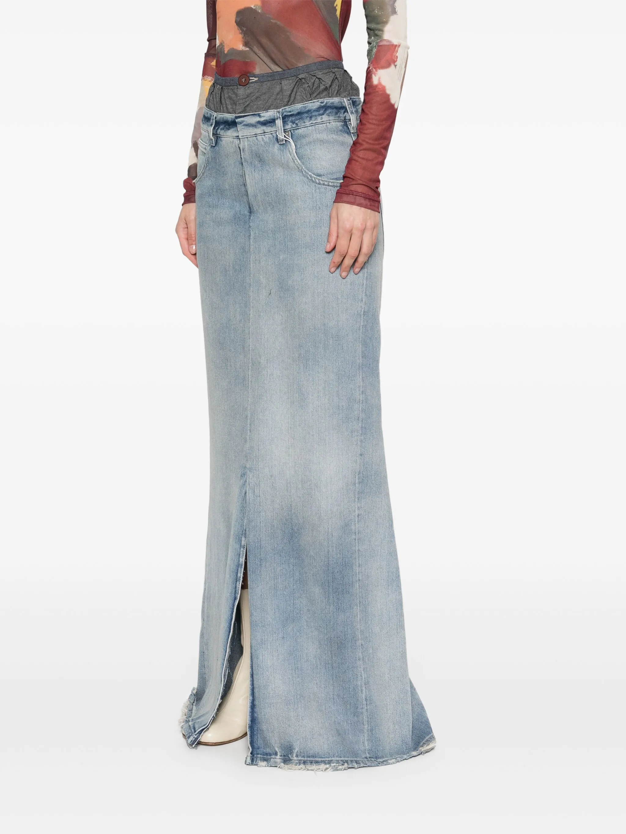 MAISON MARGIELA Contrast Waistband Denim Skirt - Size 36