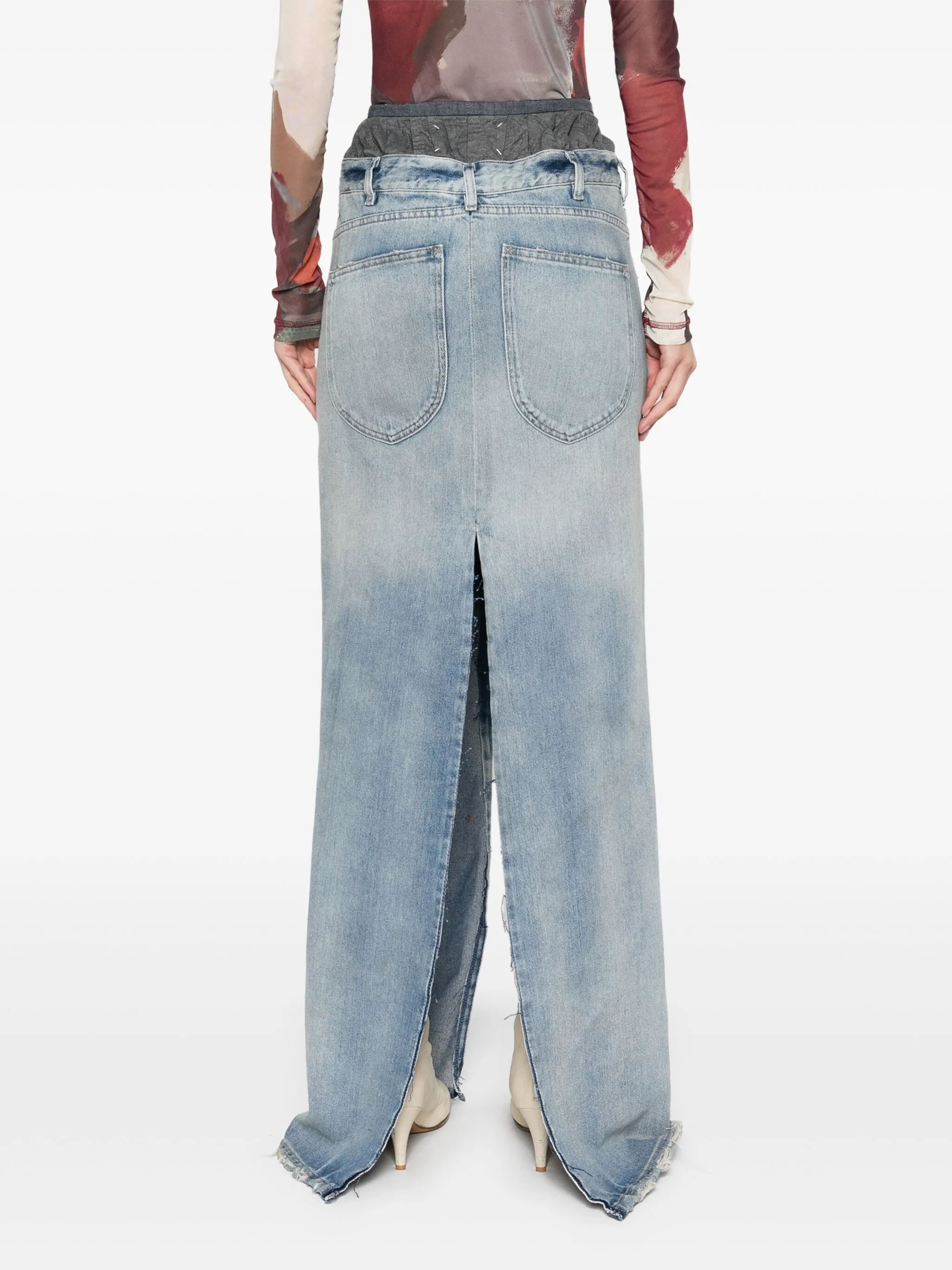 MAISON MARGIELA Contrast Waistband Denim Skirt - Size 36