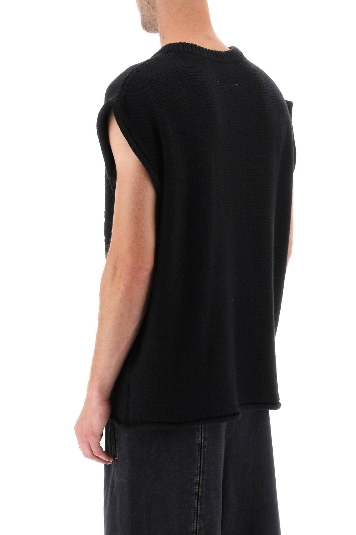 MM6 MAISON MARGIELA Wool Vest with Ribbed Neckline