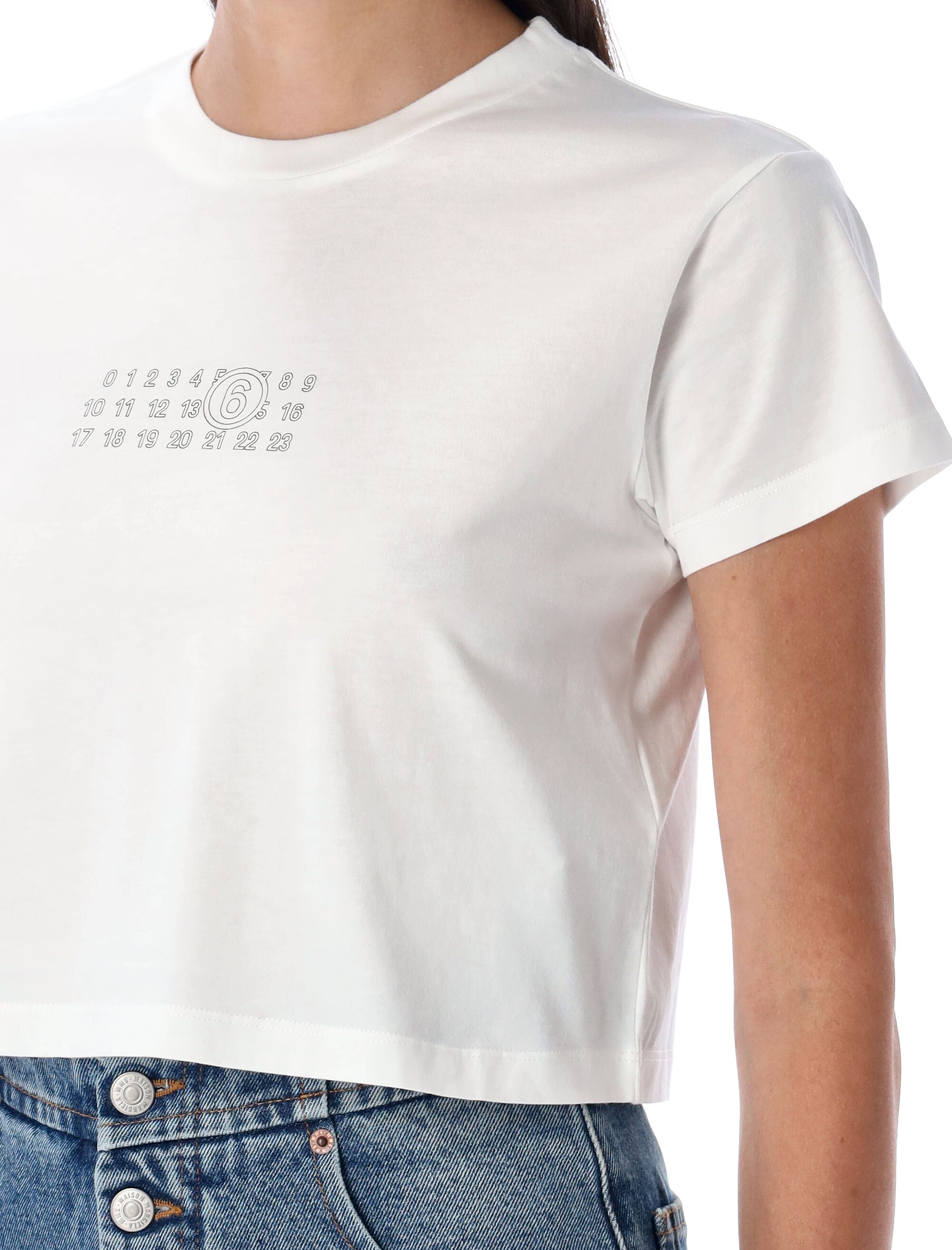 MM6 MAISON MARGIELA Cropped Logo Print T-Shirt - Size S