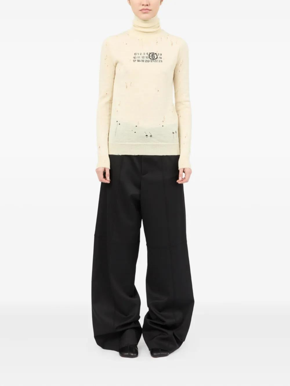 MM6 MAISON MARGIELA Distressed Turtleneck Sweater with Numeric Signature