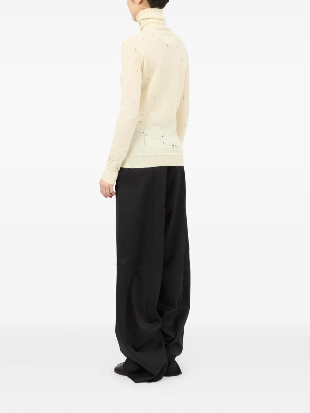 MM6 MAISON MARGIELA Distressed Turtleneck Sweater with Numeric Signature