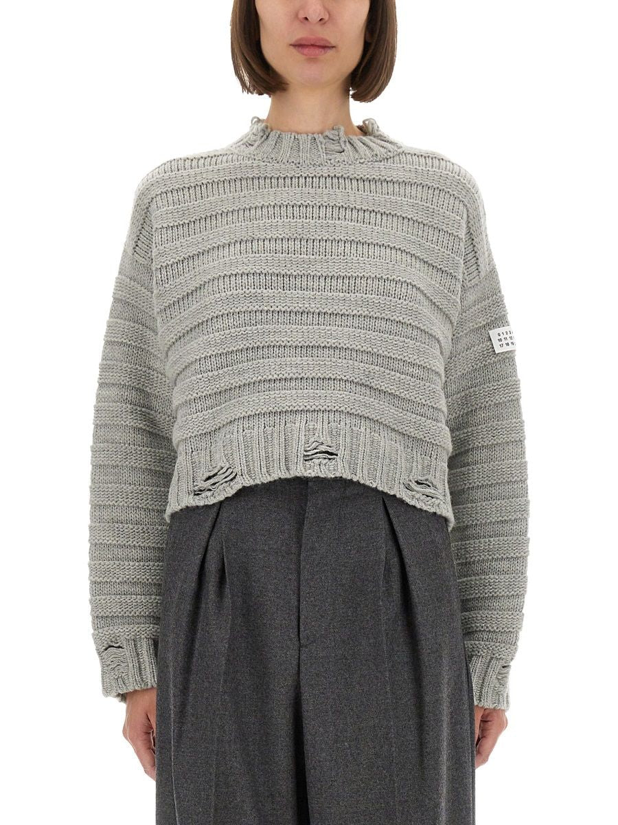 MM6 MAISON MARGIELA Cropped Wool Pullover - Women's Mini Cut