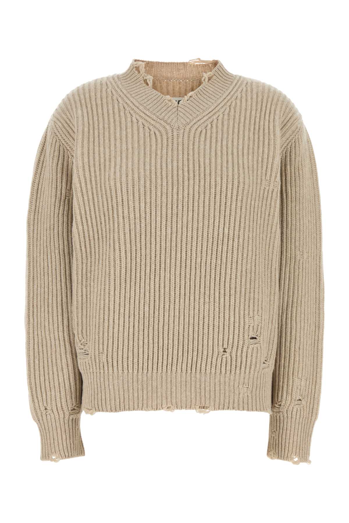 MM6 MAISON MARGIELA Wool Blend Sweater with Distressed Details