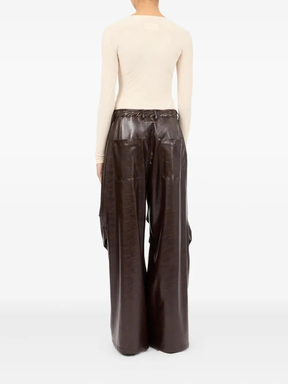 MM6 MAISON MARGIELA Shiny Wide Trousers for Women - FW25
