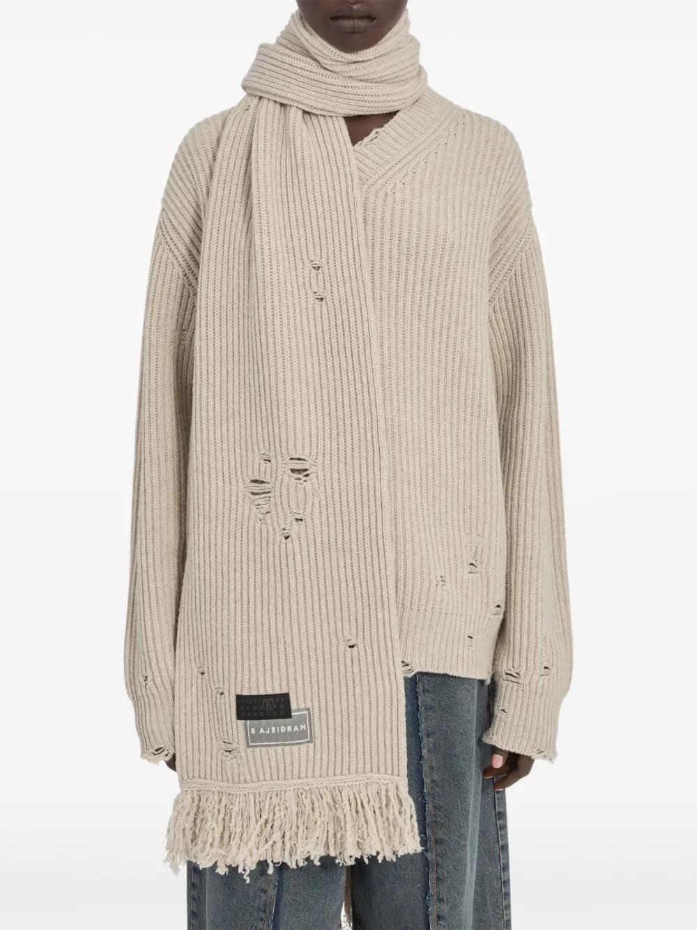 MM6 MAISON MARGIELA Ribbed Frayed-Edge Scarf