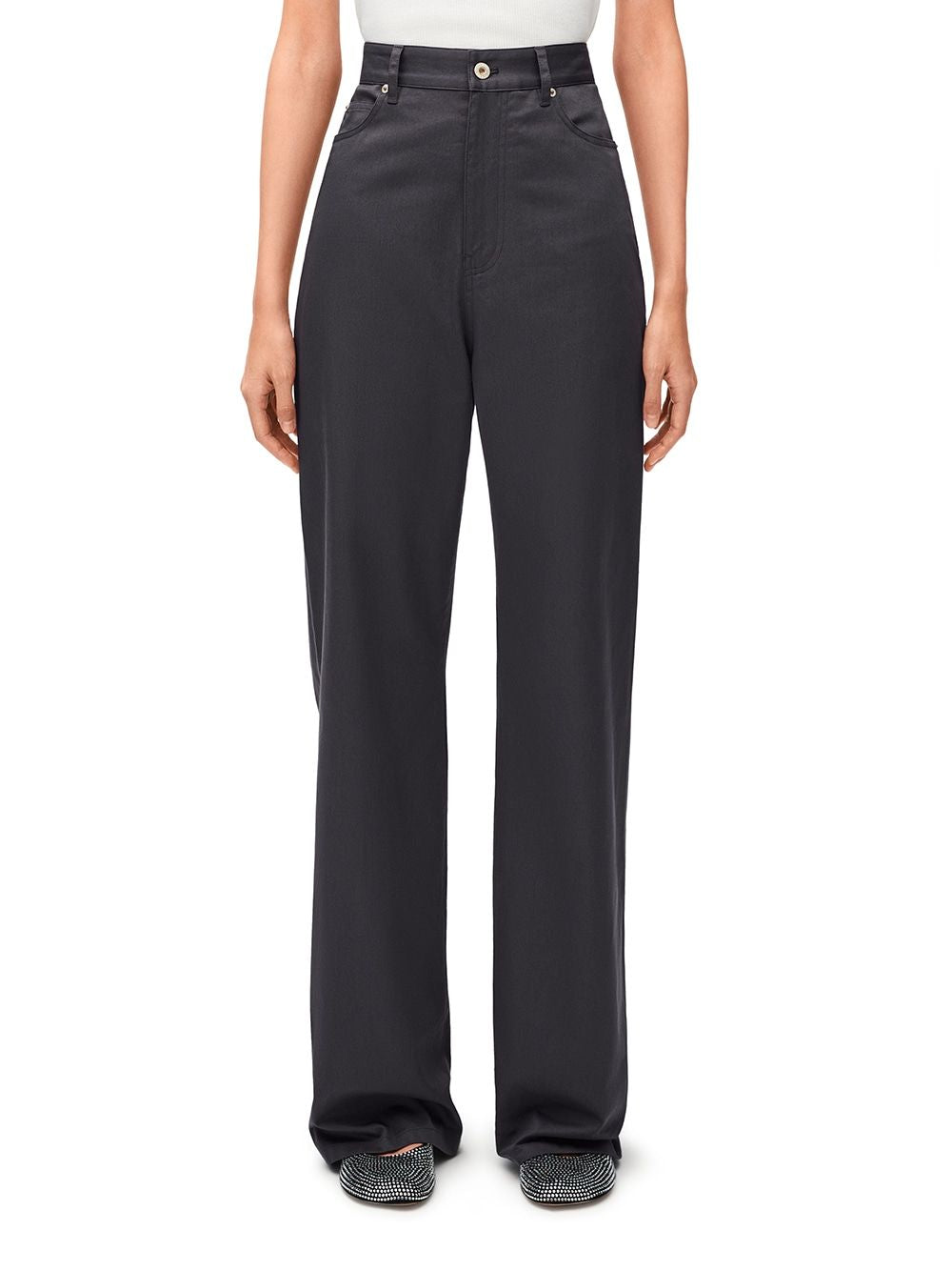 LOEWE High-Waisted Cotton Trousers for Women