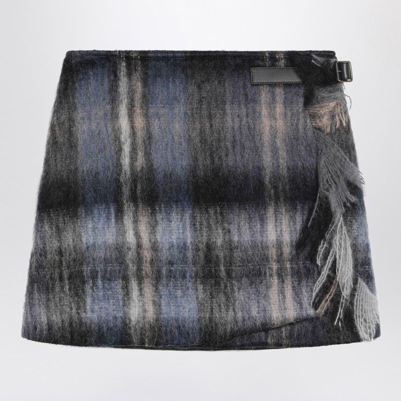 LOEWE Checkered Design Mini Skirt with Leather Belt