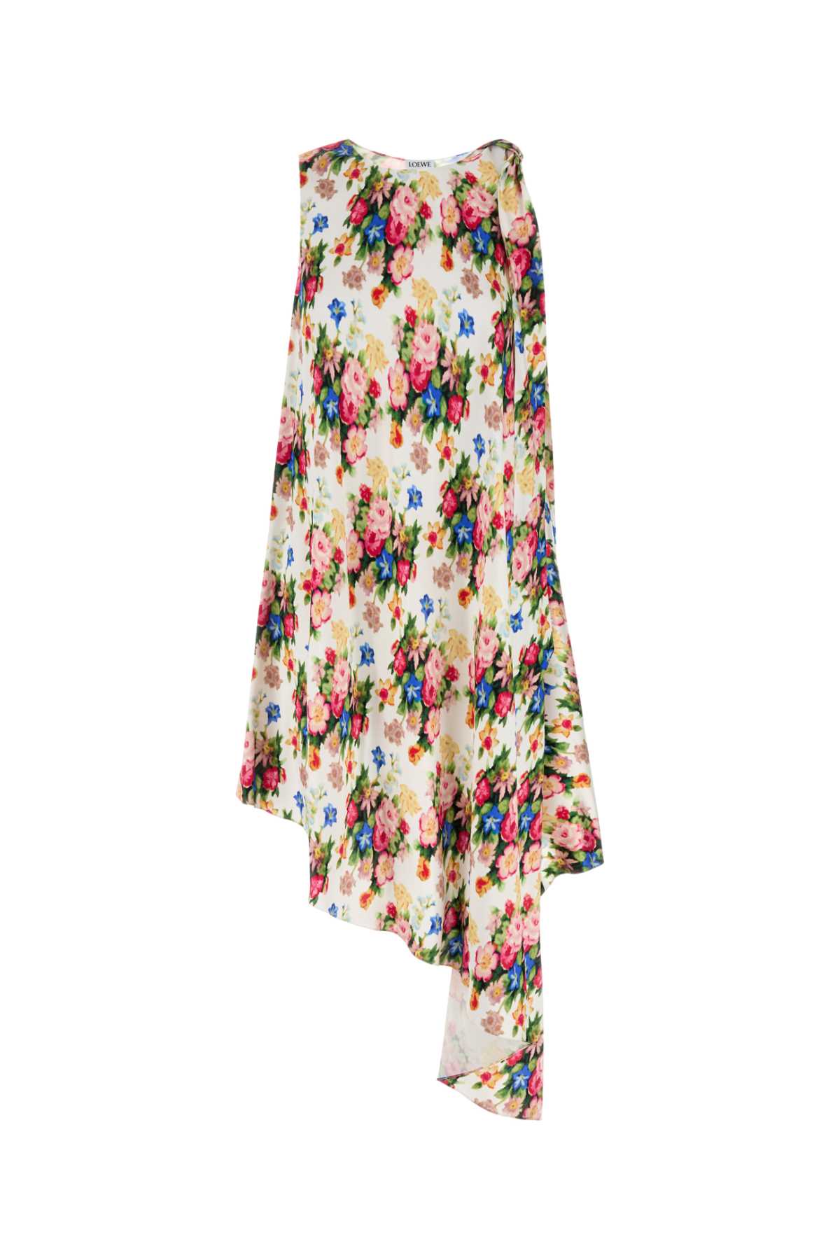LOEWE Asymmetric Printed Silk Dress - Women’s Mini