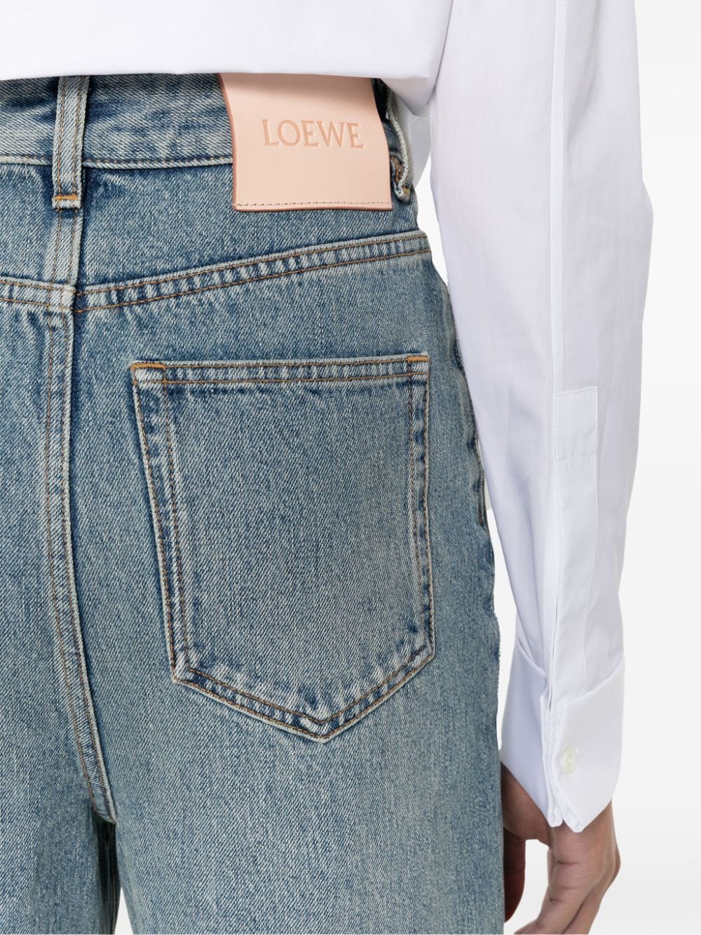 LOEWE High Waisted Wide Leg Denim Jeans