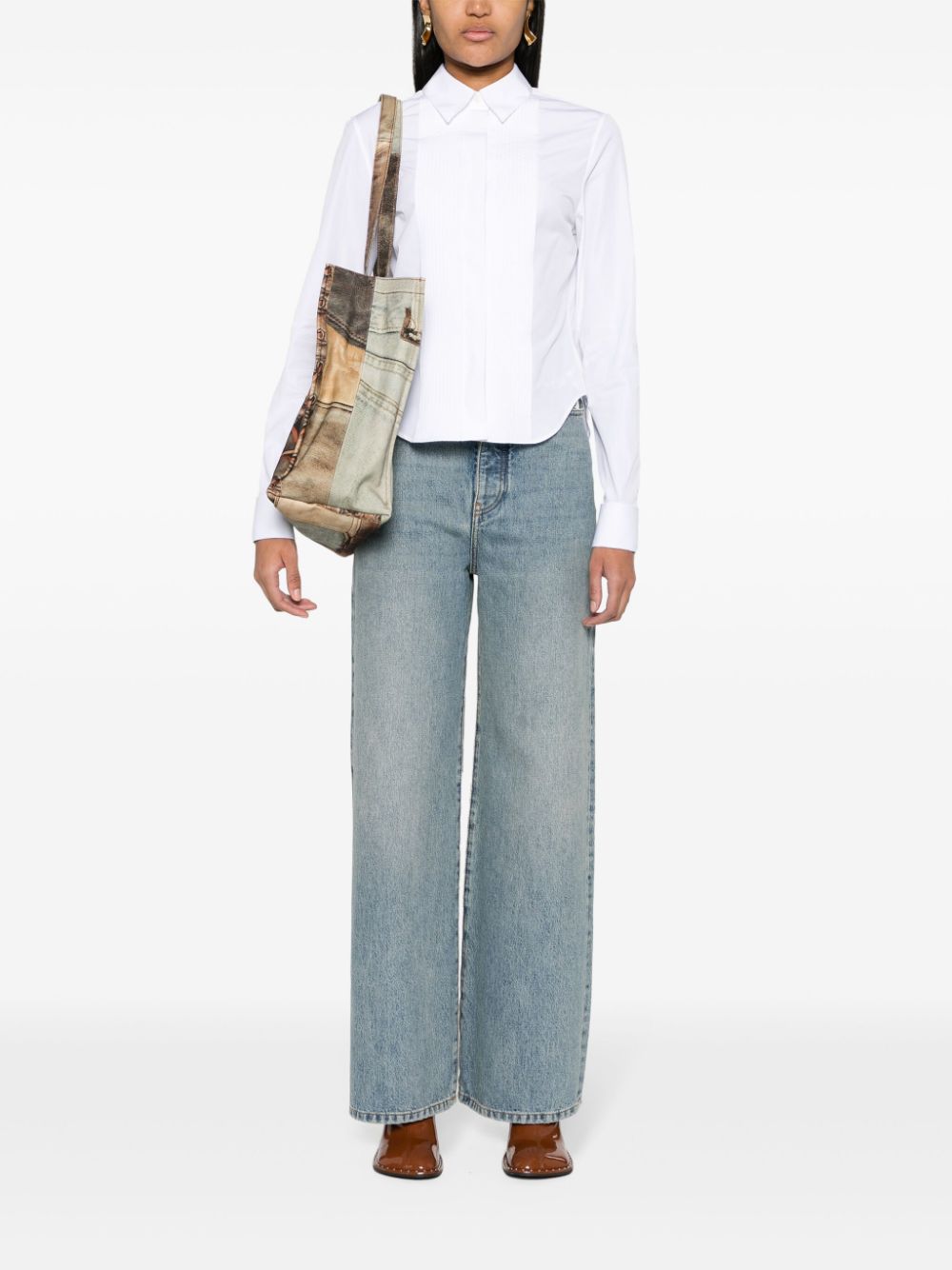 LOEWE High Waisted Wide Leg Denim Jeans