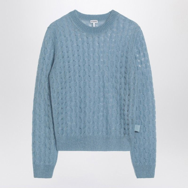 LOEWE Perforated Mohair Blend Crew Neck Sweater for Women