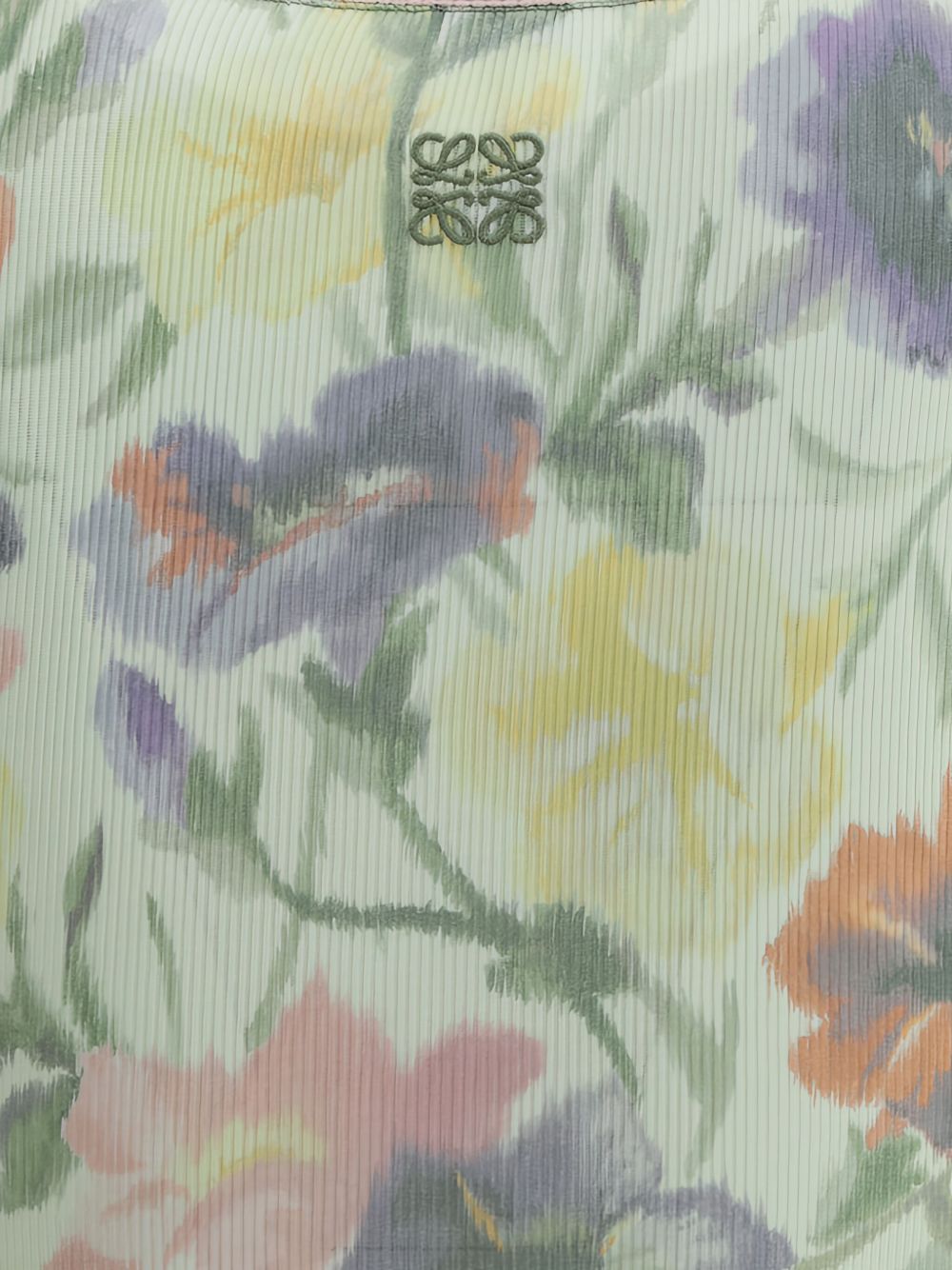 LOEWE Silk Long Dress with Side Slit and Embroidered Motif