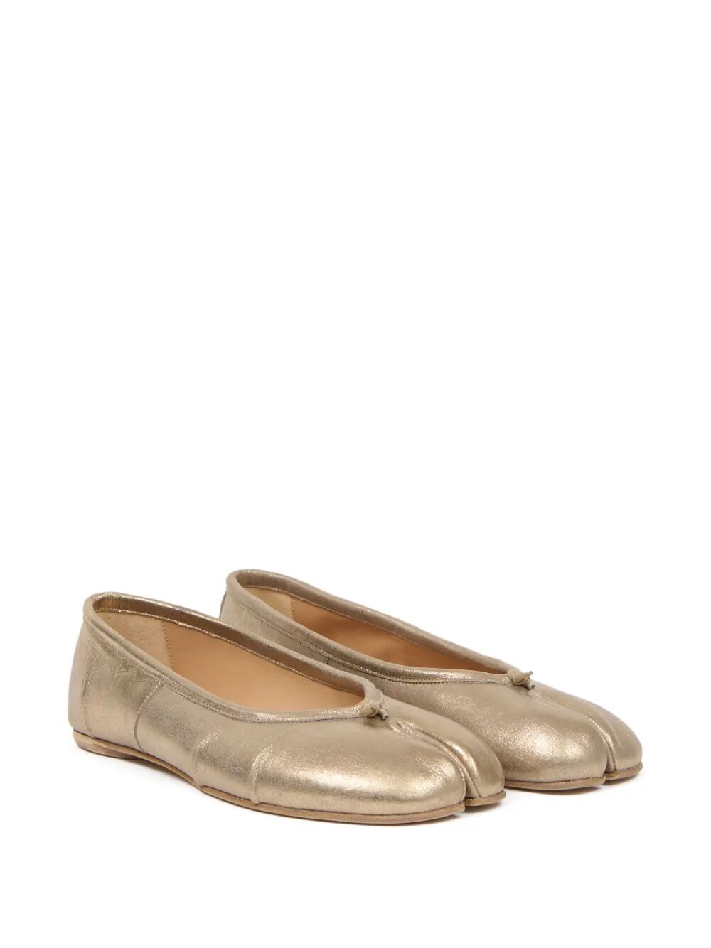 MAISON MARGIELA Metallic Leather Ballerinas with Laminated Finish - Women’s Size 0.8 cm Heel