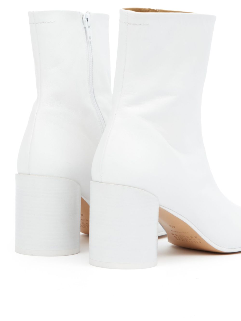 MM6 MAISON MARGIELA Leather Ankle Boots with High Block Heel