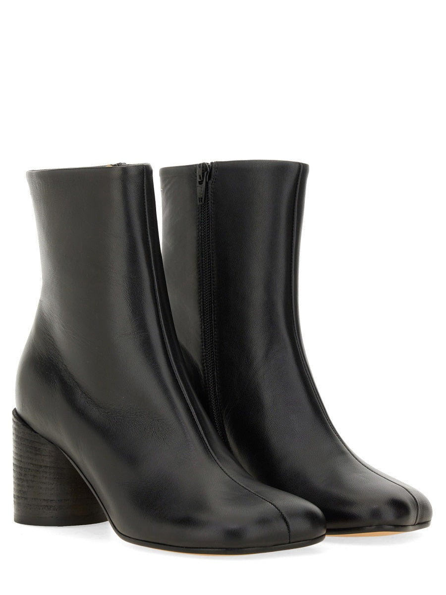 MM6 MAISON MARGIELA Leather Ankle Boots with Block Heel - 70mm