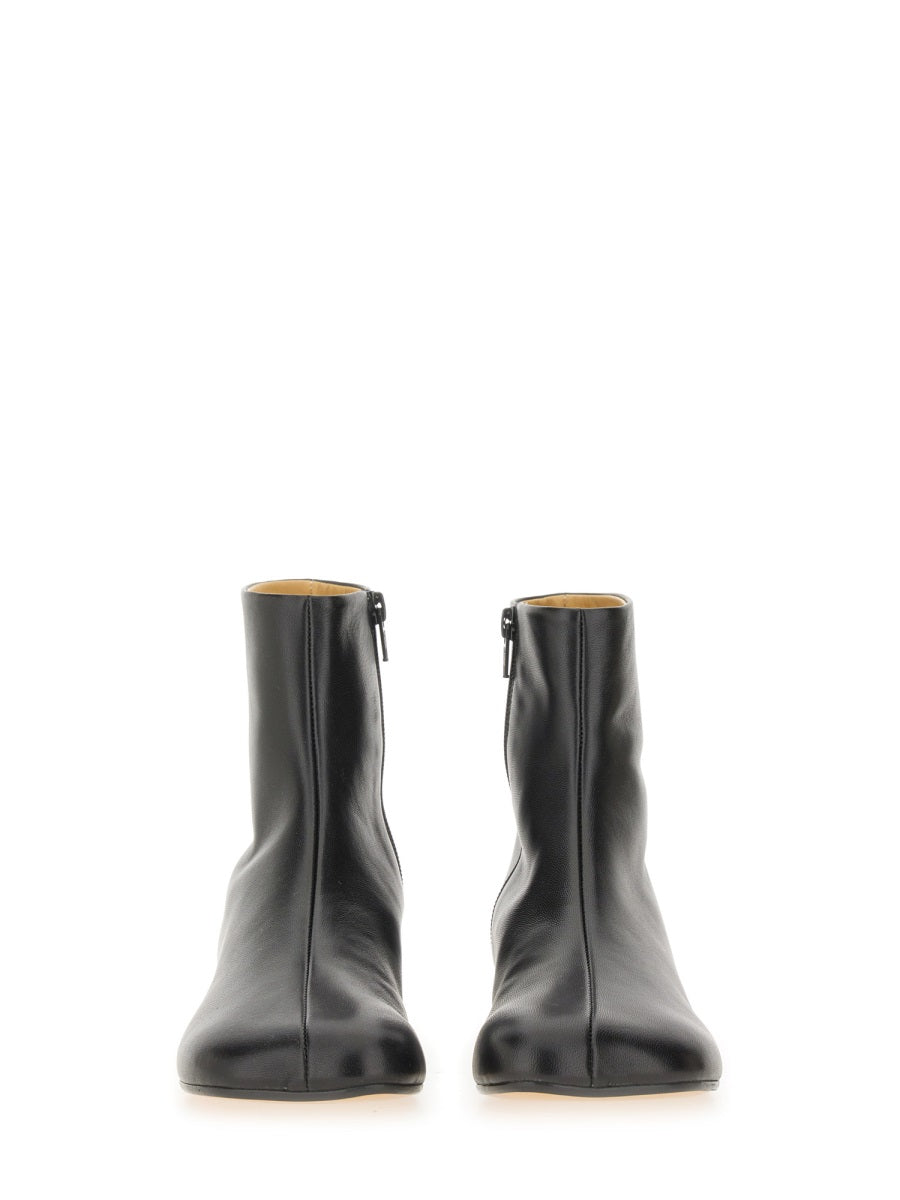 MM6 MAISON MARGIELA Elegant Leather Ankle Boots with Cylindrical Heel