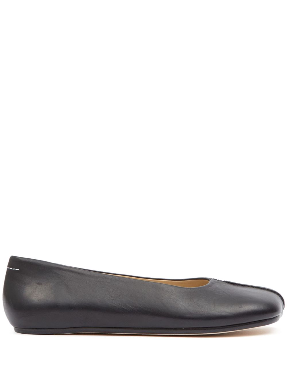 MM6 MAISON MARGIELA Leather Ballerina Flats with Asymmetric Toe