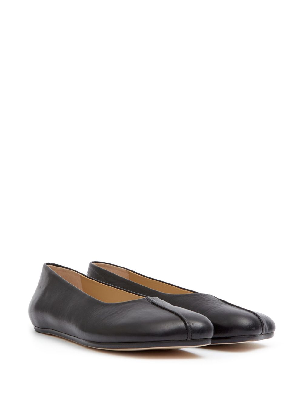 MM6 MAISON MARGIELA Leather Ballerina Flats with Asymmetric Toe