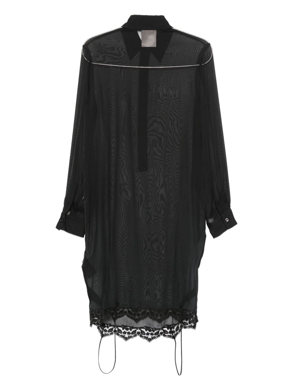 SEMICOUTURE Lace Trim Sheer Blouse with Point Collar