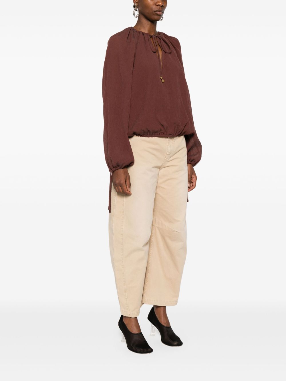 LOEWE Drawstring Neck Blouse for Women - SS25