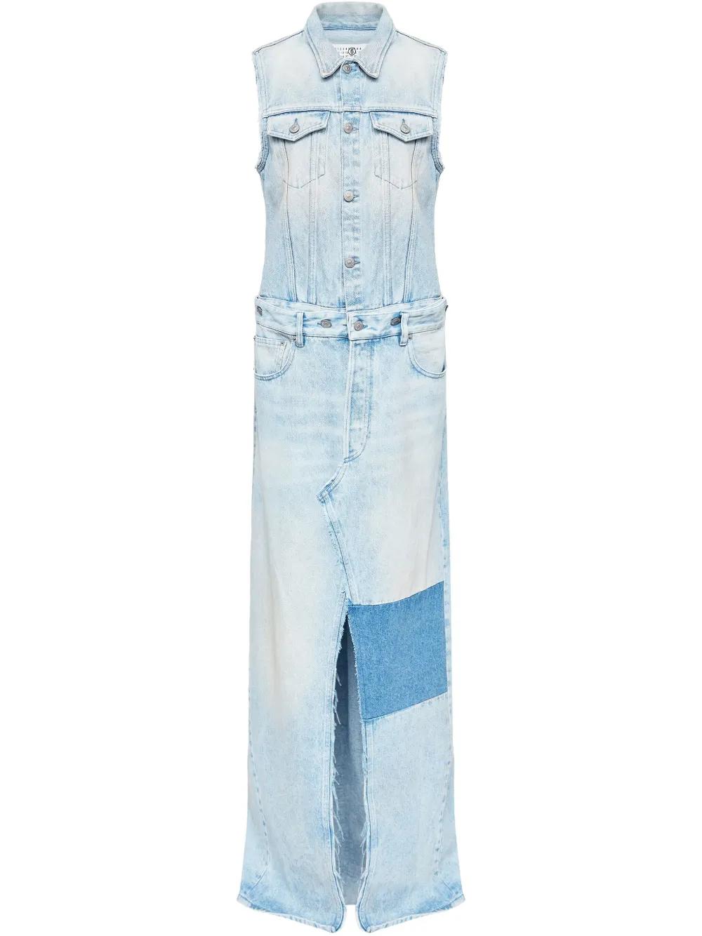 MM6 MAISON MARGIELA Women's Denim Mini Dress with Removable Skirt