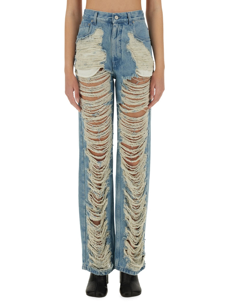 MM6 MAISON MARGIELA Destroyed Straight Jeans - Size 26