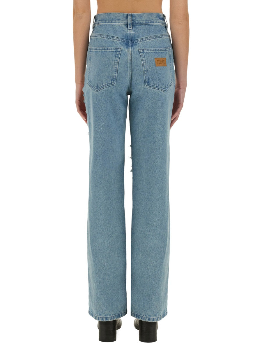 MM6 MAISON MARGIELA Destroyed Straight Jeans - Size 26
