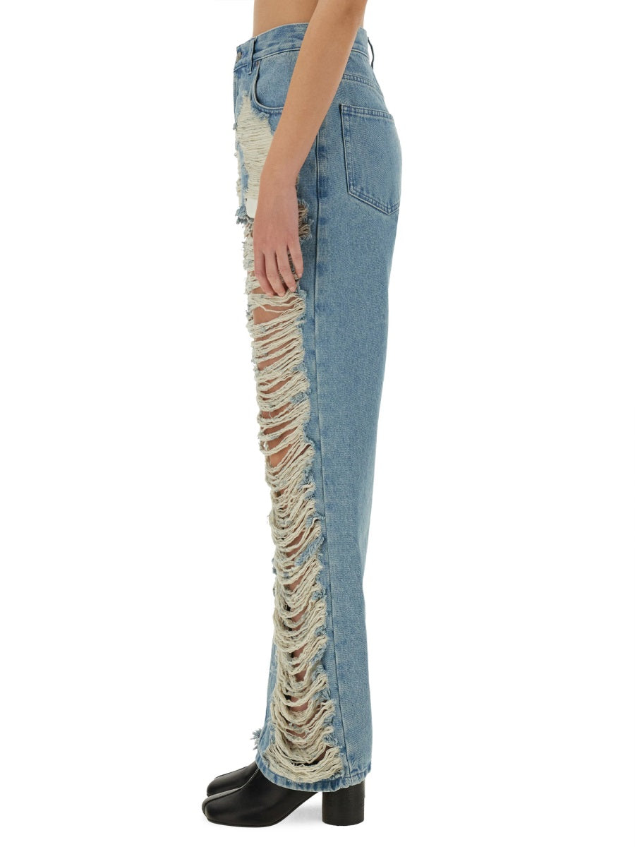MM6 MAISON MARGIELA Destroyed Straight Jeans - Size 26