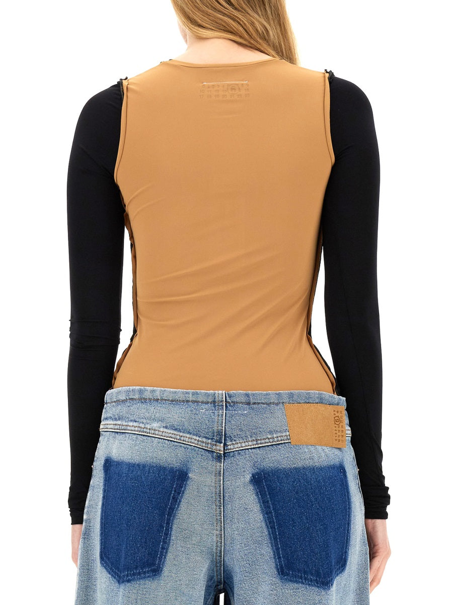 MM6 MAISON MARGIELA Long Sleeved Slim Fit Leotard - Size S