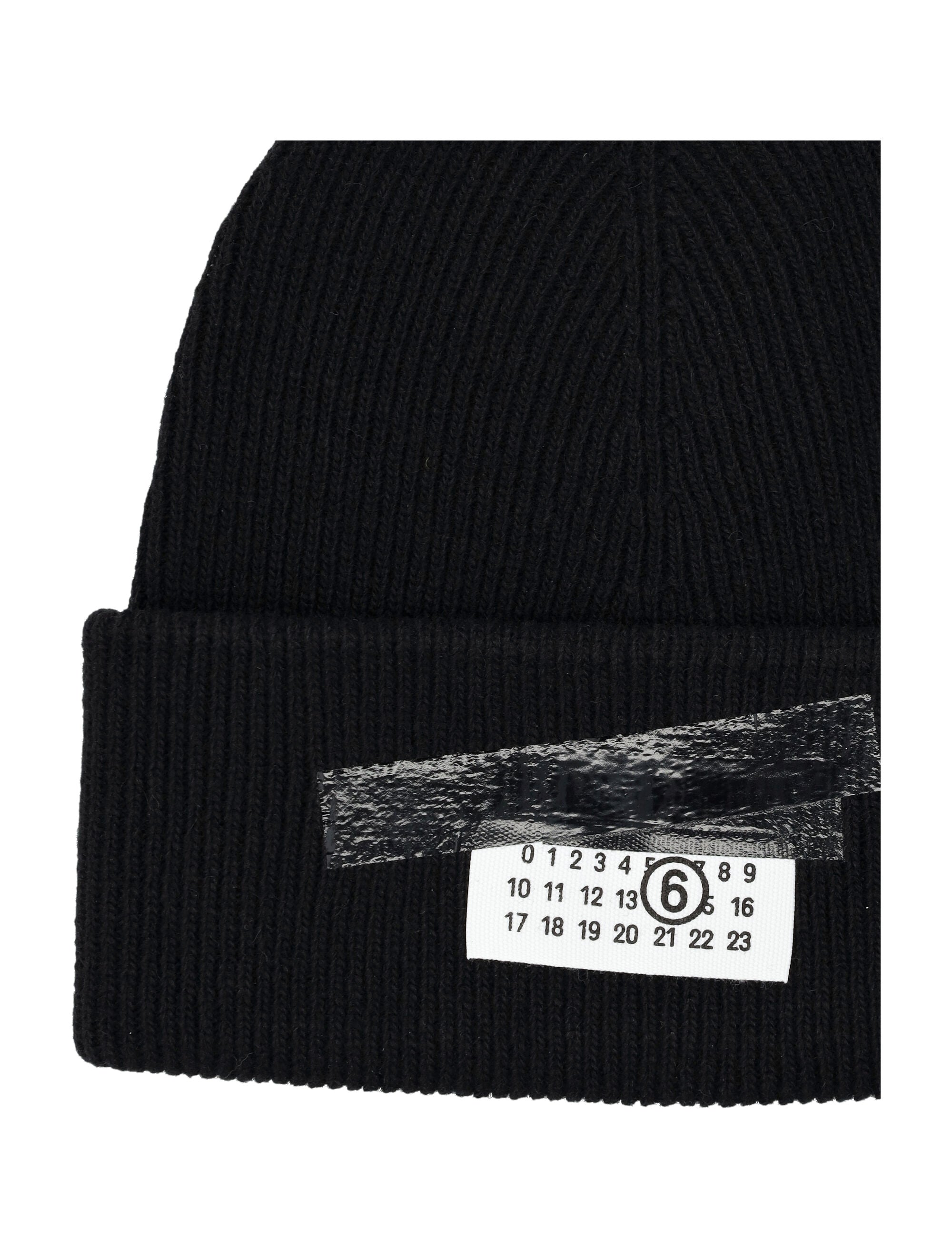 MM6 MAISON MARGIELA Ribbed Wool Blend Beanie with Folded Brim
