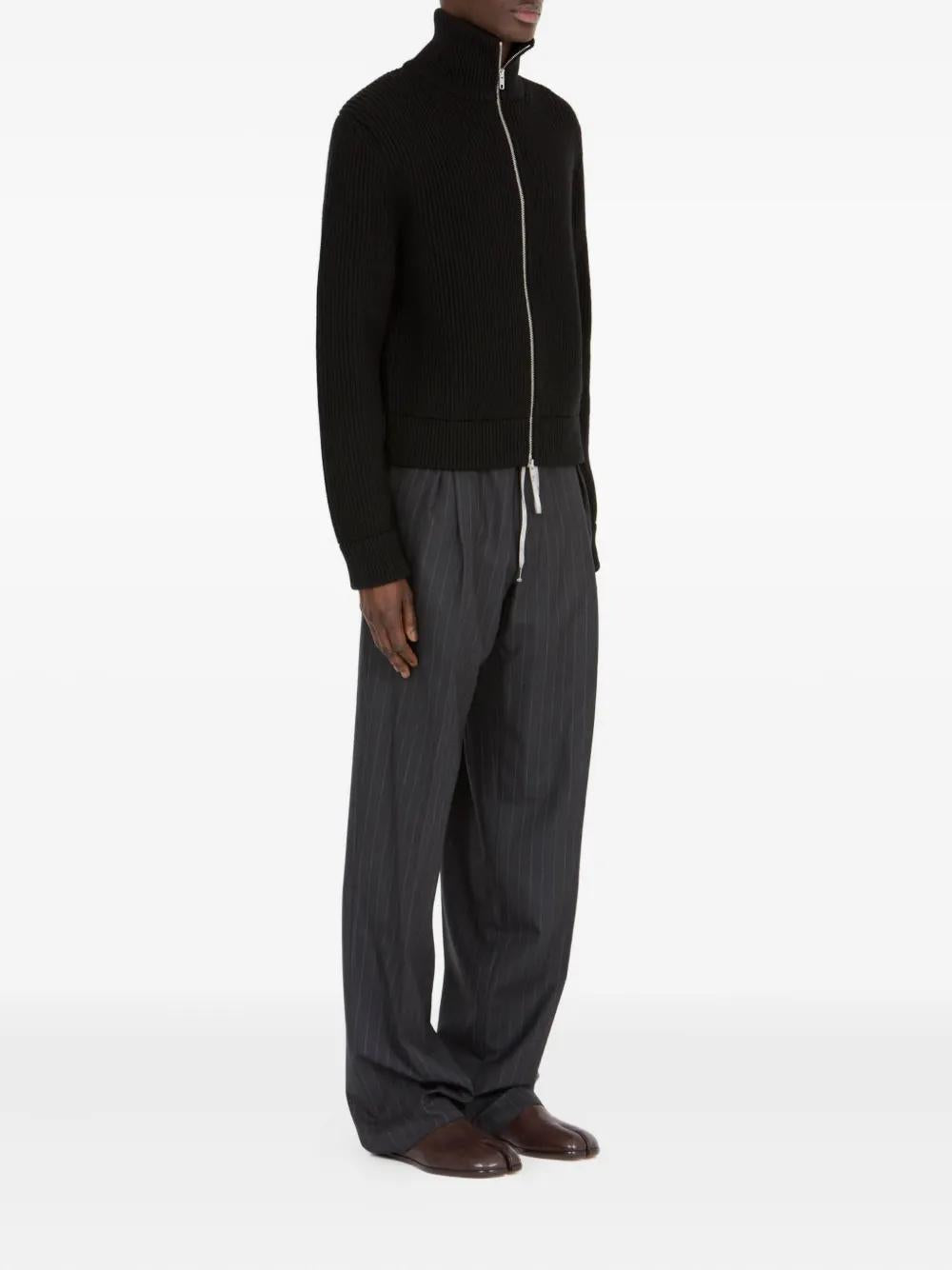 MAISON MARGIELA Wool Funnel Neck Sweater with Double-Zip Closure