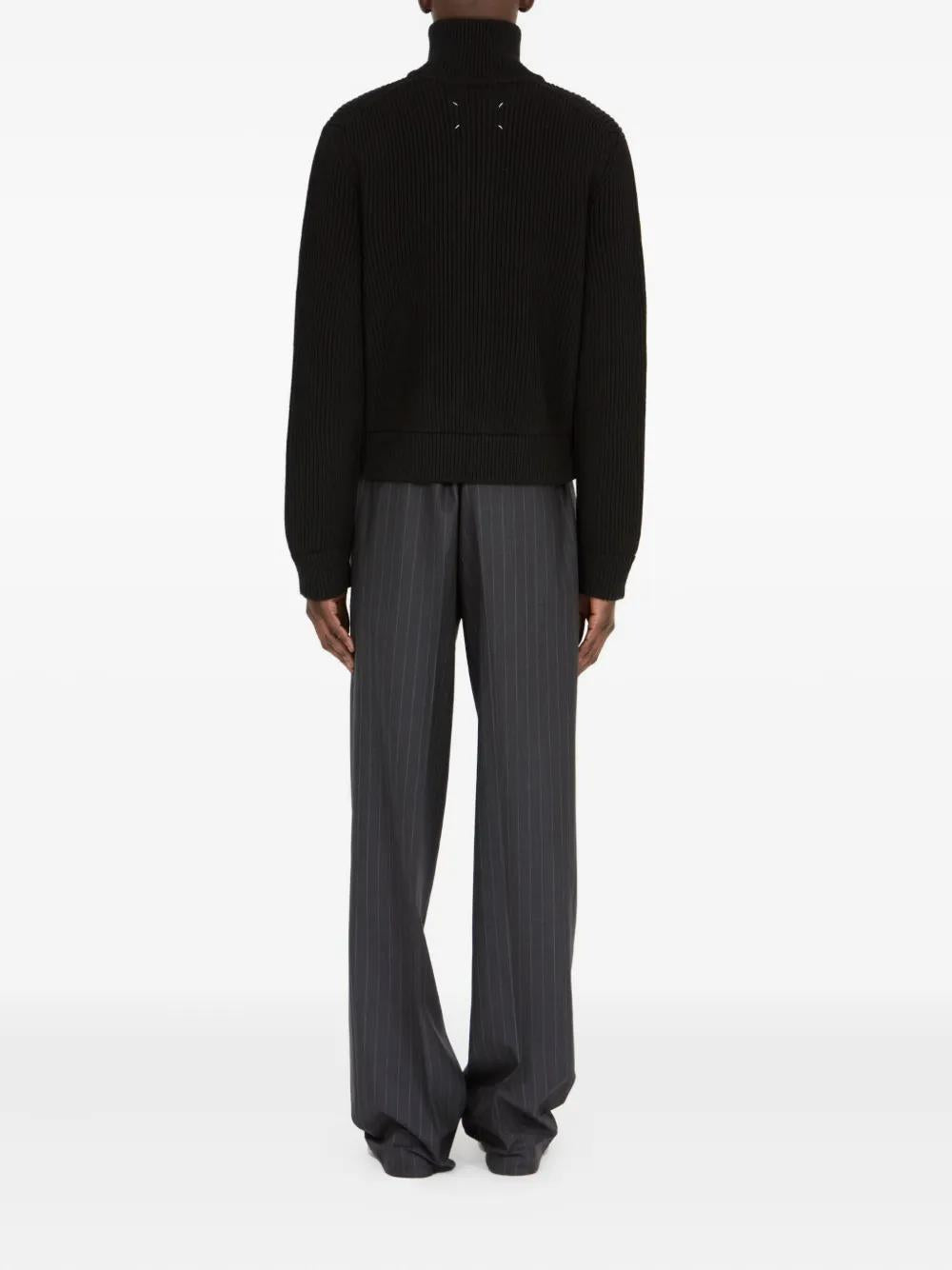 MAISON MARGIELA Wool Funnel Neck Sweater with Double-Zip Closure
