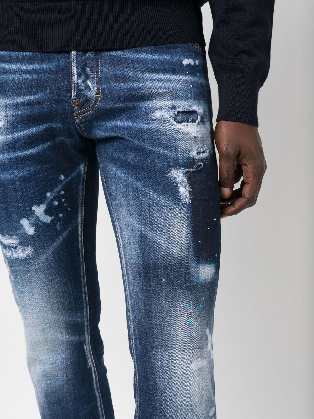 DSQUARED2 Distressed Skinny Jeans with Mini Logo Tag for Men