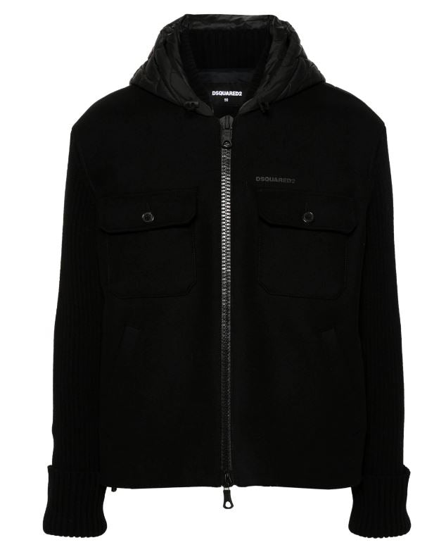 DSQUARED2 Hooded Wool Blend Jacket