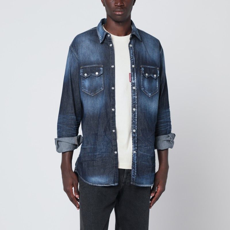 DSQUARED2 Washed Denim Button-Up Shirt for Men